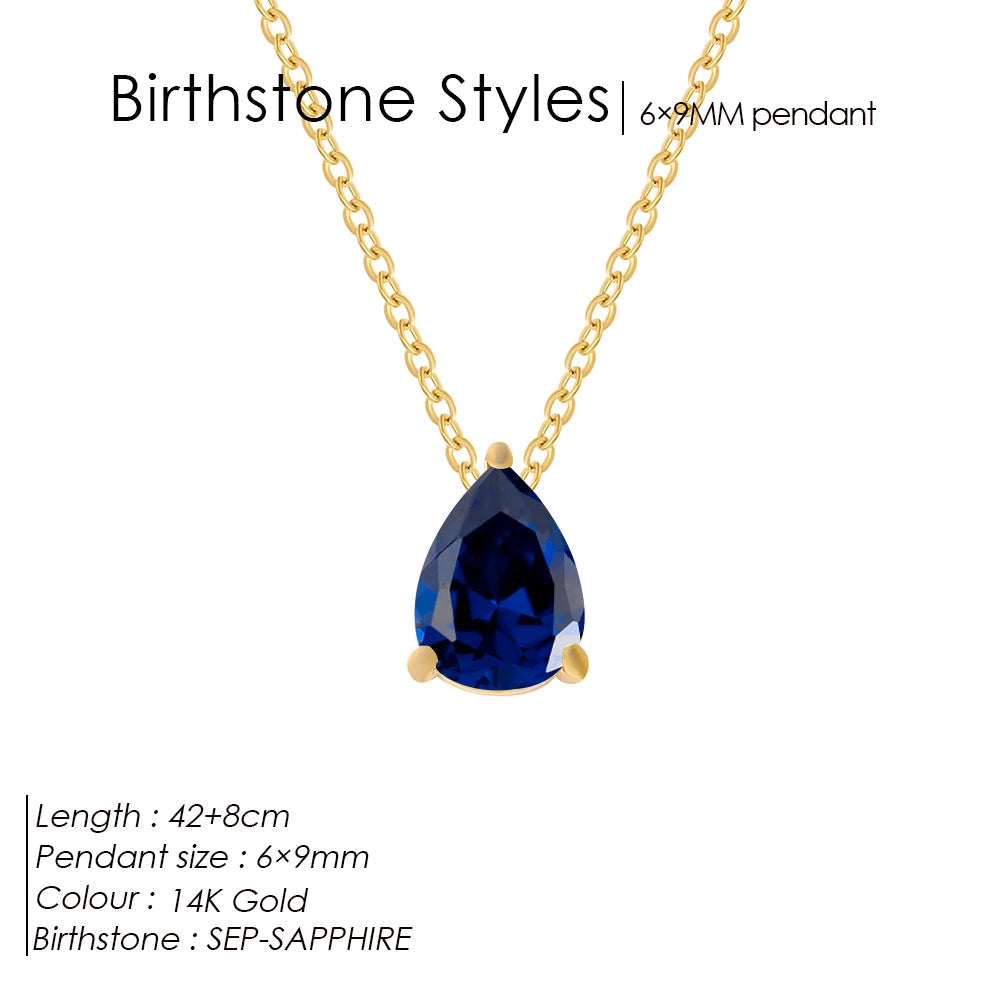 GeburtssteinKette Tropfenform Anhänger 12 Monate
