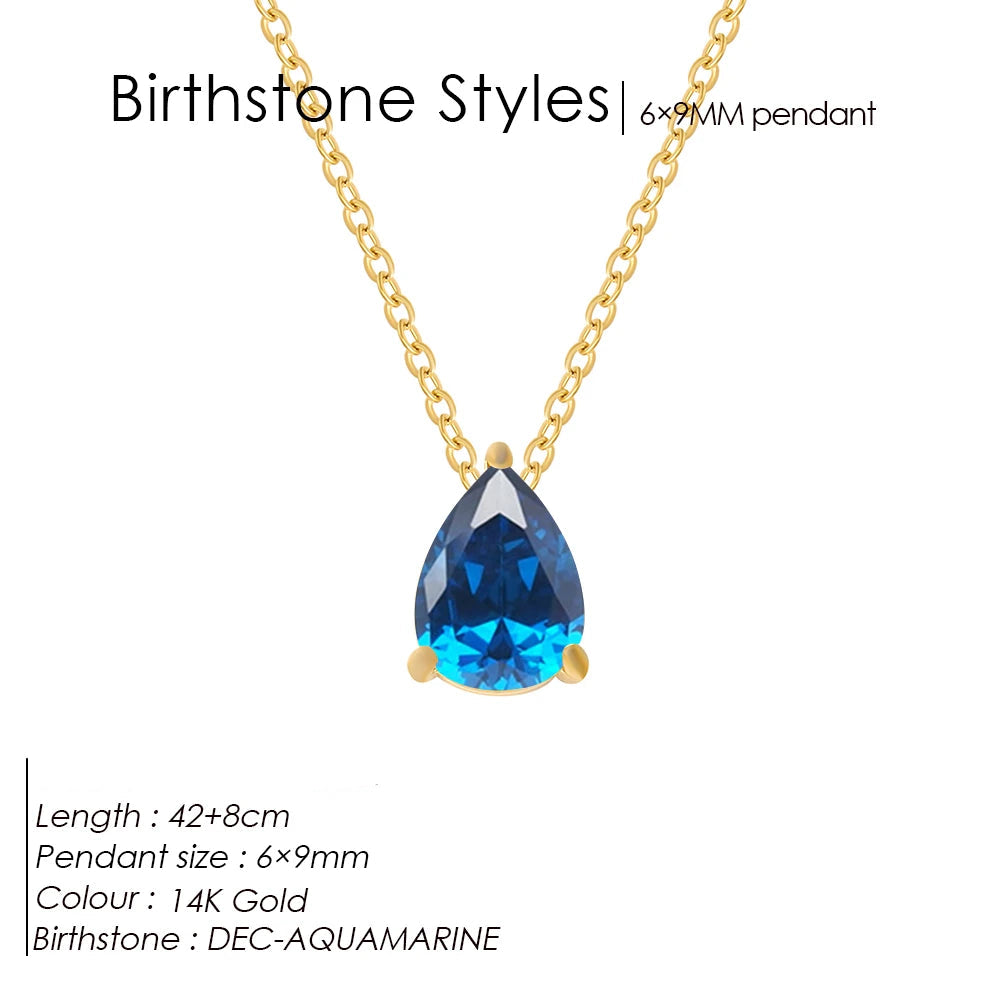 GeburtssteinKette Tropfenform Anhänger 12 Monate
