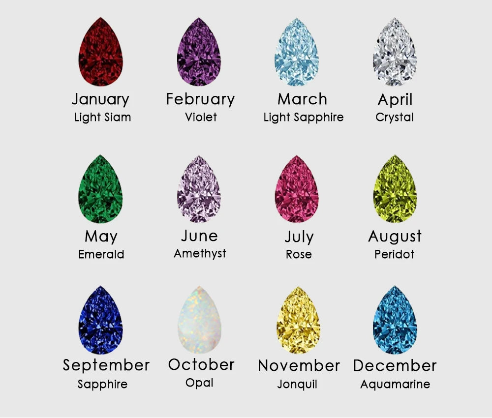 GeburtssteinKette Tropfenform Anhänger 12 Monate