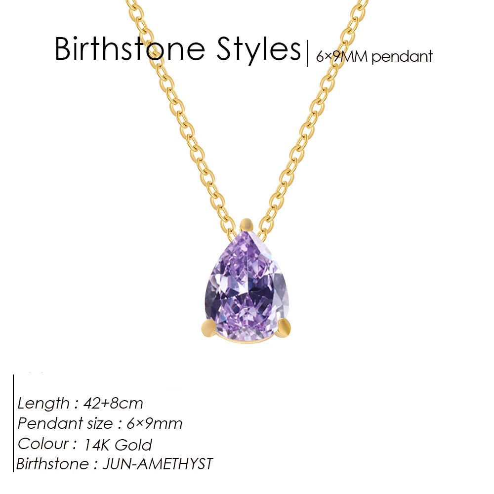 GeburtssteinKette Tropfenform Anhänger 12 Monate