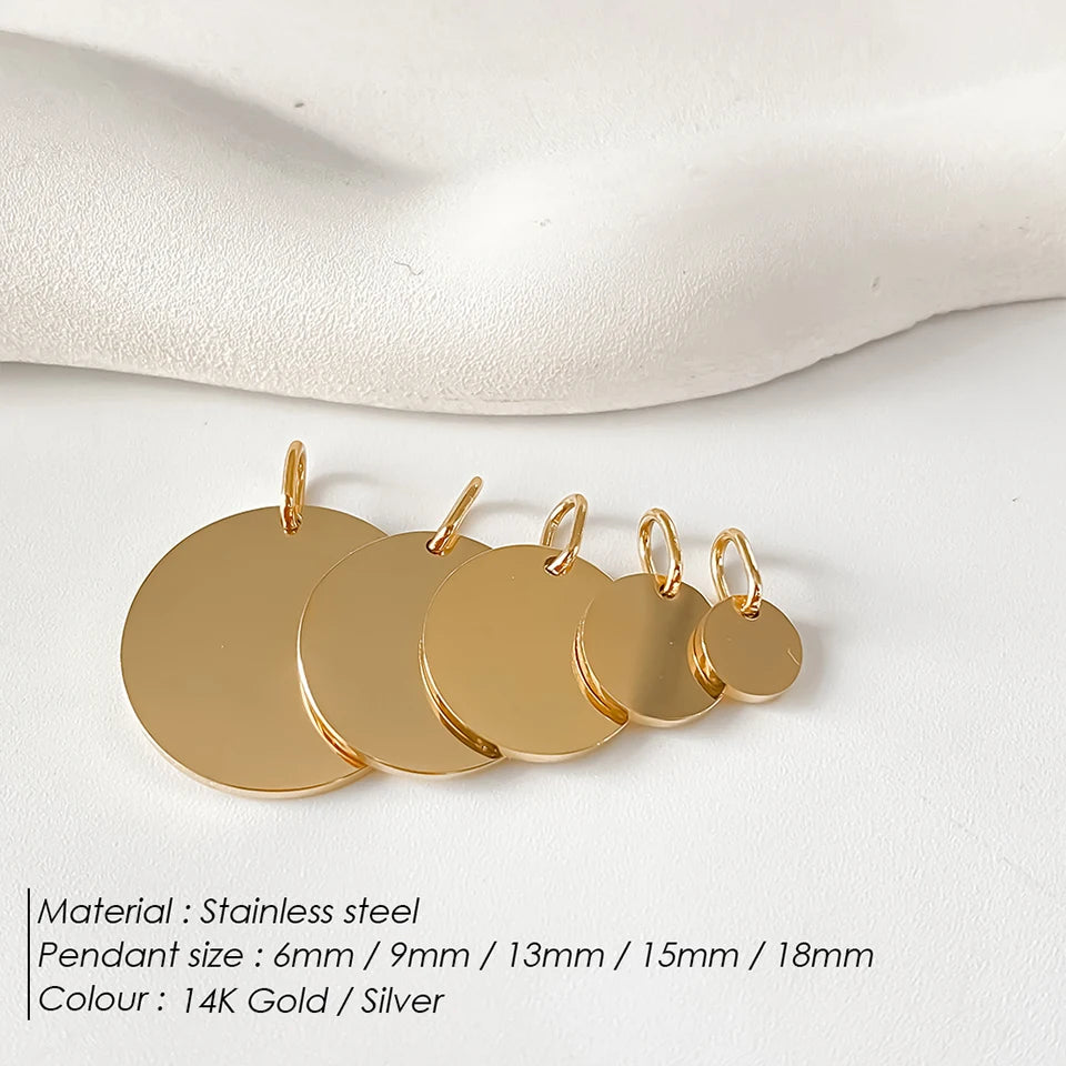 runder Coin Anhänger 6mm, 9 mm, 13 mm, 15 mm, 18 mm