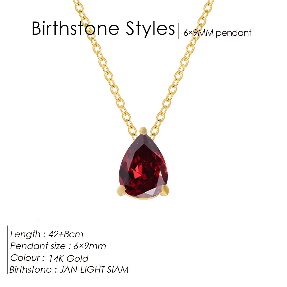 GeburtssteinKette Tropfenform Anhänger 12 Monate
