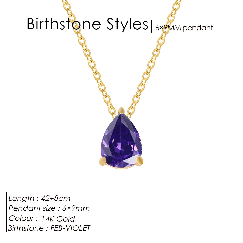 GeburtssteinKette Tropfenform Anhänger 12 Monate