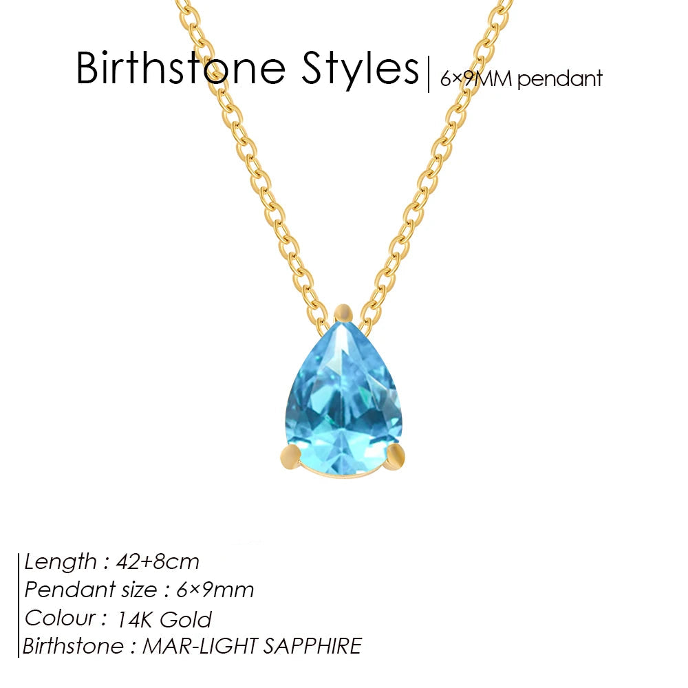 GeburtssteinKette Tropfenform Anhänger 12 Monate