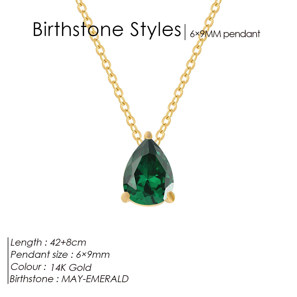 GeburtssteinKette Tropfenform Anhänger 12 Monate