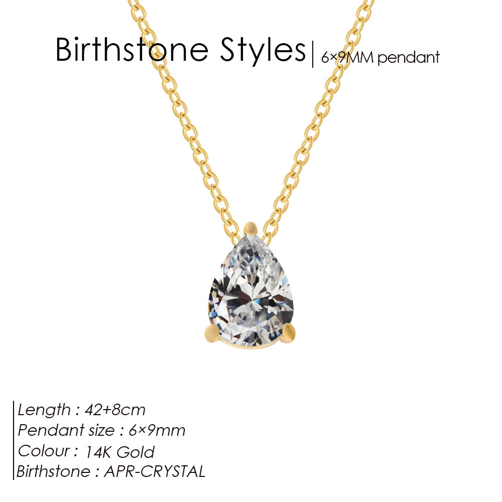 GeburtssteinKette Tropfenform Anhänger 12 Monate