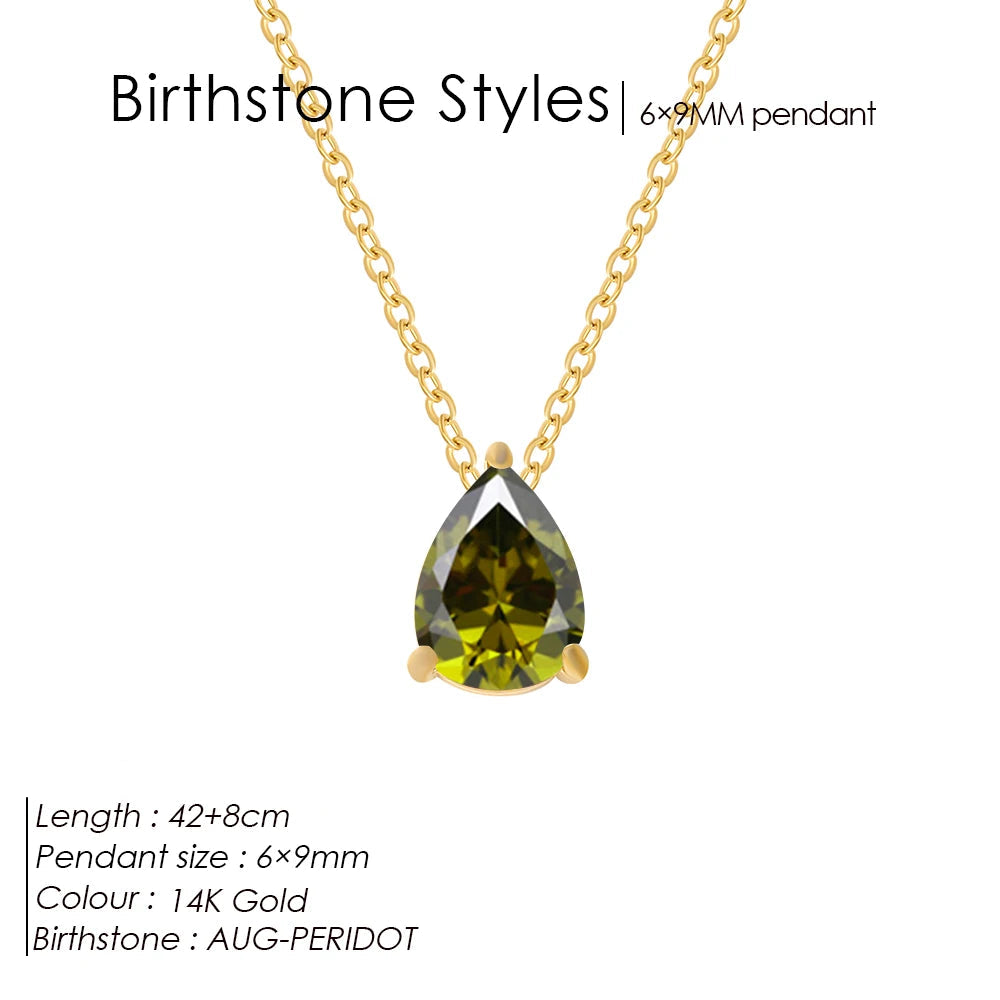 GeburtssteinKette Tropfenform Anhänger 12 Monate