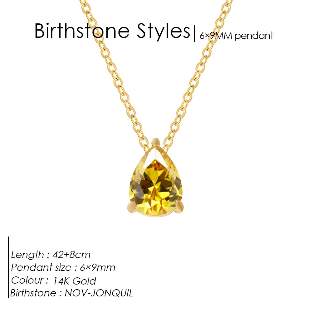 GeburtssteinKette Tropfenform Anhänger 12 Monate